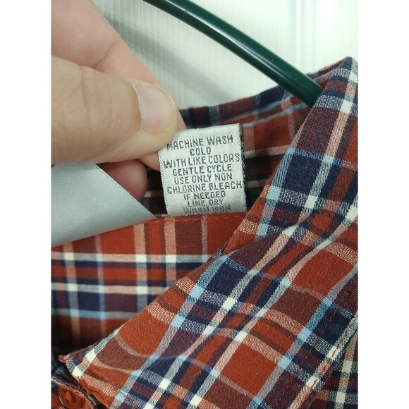 Quizz Woman 18 Collared Button Long Sleeve Shirt Rust Blue Plaid Norm Core... - Picture 4 of 7